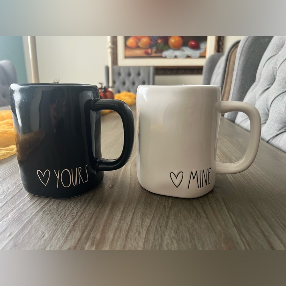 Rae Dunn 'Yours & Mine' Mug Set - Black and White